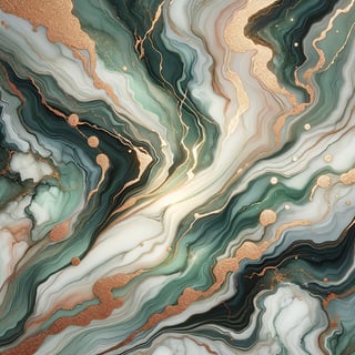 Abstract Marble Composition with Green and Gold