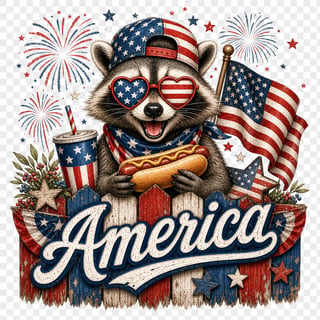 Patriotic Raccoon Fourth of July Tee