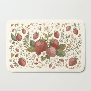 Strawberry Forest Bath Mat Illustration