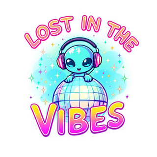 Chibi Alien on Disco Ball Graphic