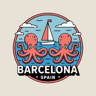 Barcelona Cartoon Badge Illustration