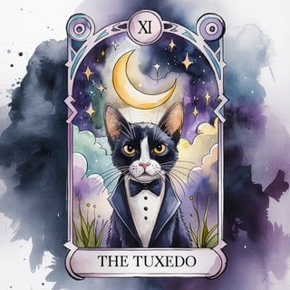 Watercolor Tarot Cat & Playful Dog Art