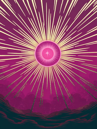 Electric Pink Sunburst Illustration