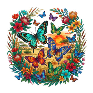 1990s Vintage African Butterfly Art