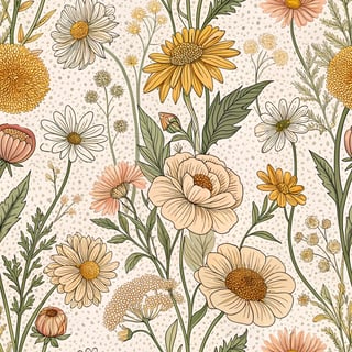 Retro Bubble Letters with Wildflowers