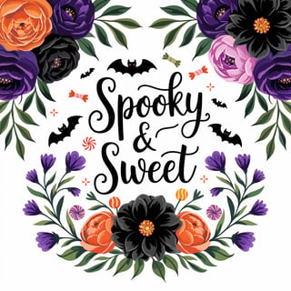 Hand-Painted Halloween Floral Cluster