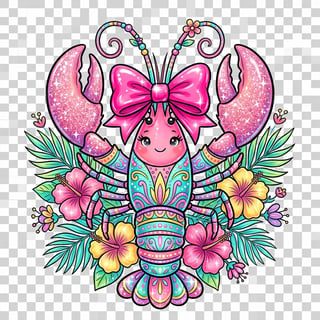 Cute Pink Lobster Illustration