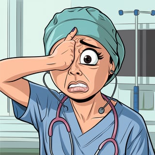 Cartoon Nurse Facepalm Illustration