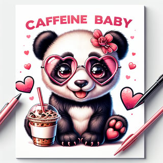 Cute Baby Panda with Heart Glasses