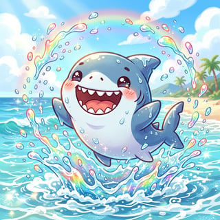 Cute Kawaii Shark Splashing