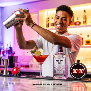 Energetic Bartender Shaking Cocktail