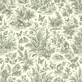 Seamless Tropical Toile de Jouy Pattern