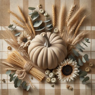 Neutral Pumpkin with Rustic Fall Decor