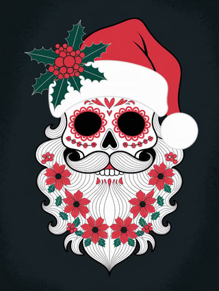 Santa Claus Sugar Skull Illustration