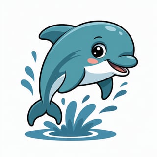 Cute Animated Dolphin Nursery Art