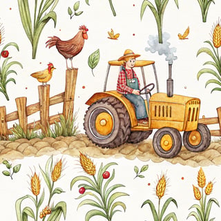 Rustic Yellow Tractor Farm Graphic