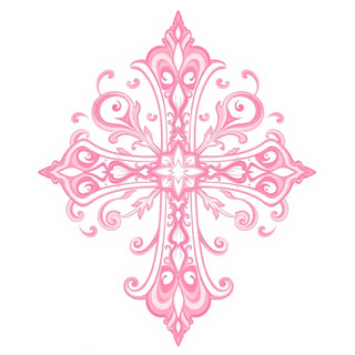 Symmetrical Pink Fantasy Cross Design