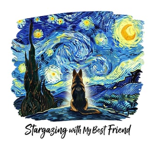 Painterly German Shepherd Starry Night