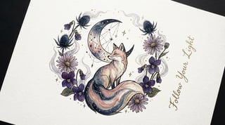 Boho Celestial Fox Tattoo Design