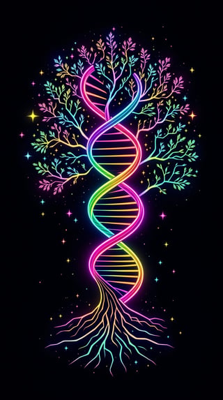 Neon DNA Tree Vector Art