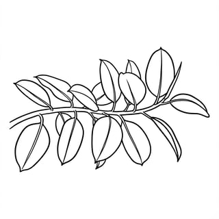 Minimalist Rubber Tree Line Art