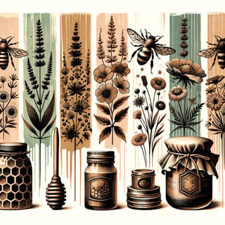 Vintage Bee Watercolor Collage