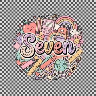 Retro School Supplies Doodle Collage
