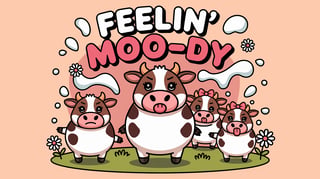 Cute Cartoon Cow Illustration Set