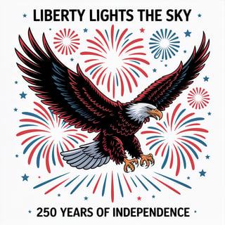 Eagle with Patriotic Fireworks