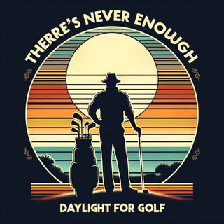 Vintage Golfer Silhouette at Sunset