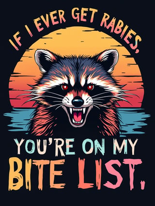 Angry Raccoon Retro T-Shirt Design