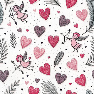 Candy-Colored Hearts with Cupid Motifs