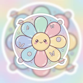 Chibi Pastel Daisy Sticker Design