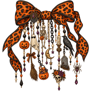 Vintage Halloween Bow & Charms