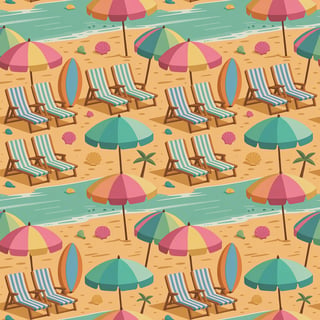 Retro Beach Umbrella Seamless Pattern