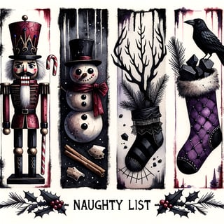 Gothic Watercolor Christmas Collage