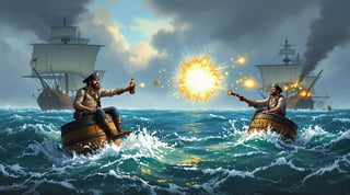 Shipwrecked Sailors in Stormy Sea