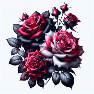 Dramatic Red and Pink Rose Bouquet