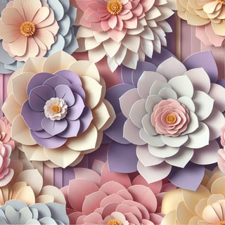 Seamless Pastel Paper Flowers Design