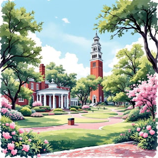 UNC Chapel Hill Ink & Watercolor Art