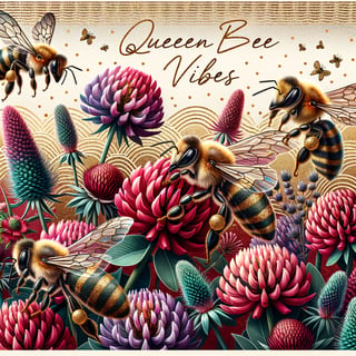 Vibrant Hand-Drawn Bees and Blossoms