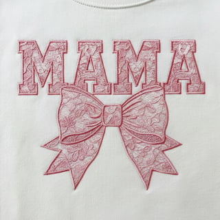 Embroidered MAMA Text with Lace Bow
