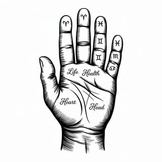 Victorian Palmistry Hand Engraving