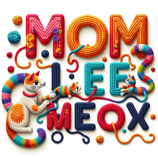 Mom Life Meow Crochet Yarn Art