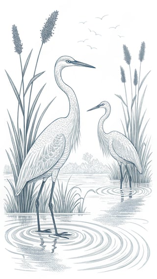 Minimalist Heron Line Art