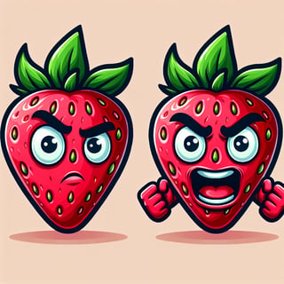 Funny Strawberry Cartoon Character