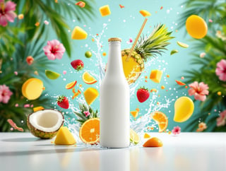 Tropical Product Shot with White Bottles