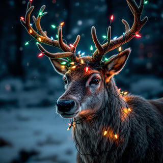 Reindeer Tangled in Christmas Lights