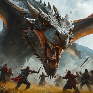 Realistic Dragon Attack Scene