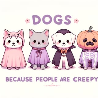 Pastel Halloween Dogs Illustration